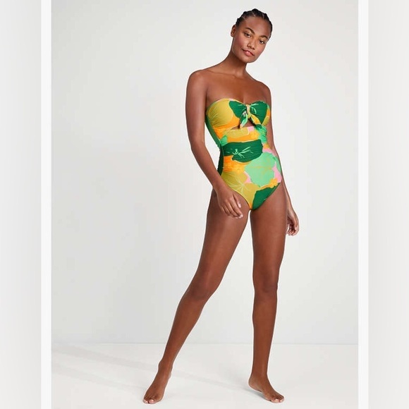 Kate Spade Cucumber Floral Tie Bandeau Bathing Swim Suit size XS NEW - Picture 3 of 9